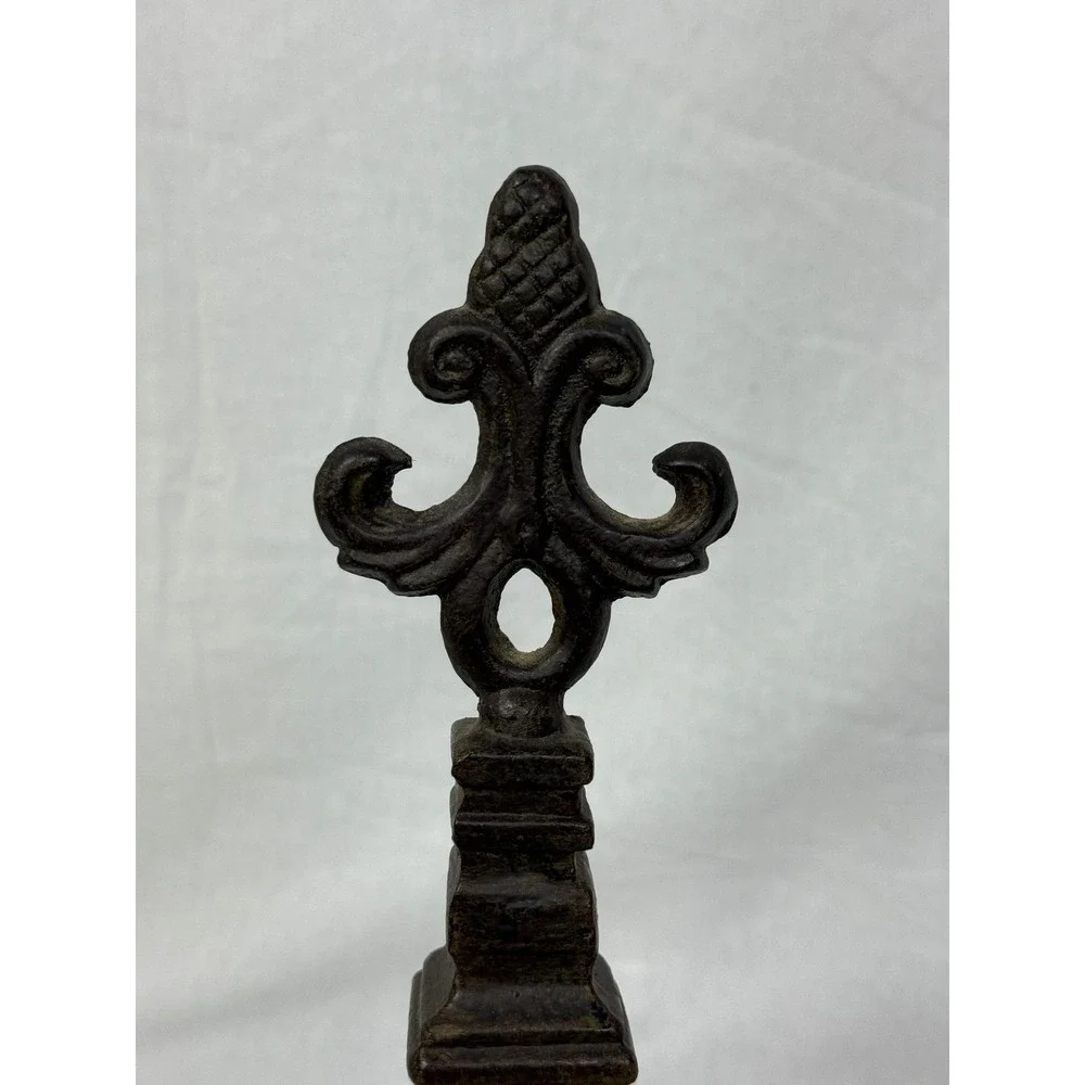 Cast Iron‎ Fleur De Lis Finial Statue Bookend Shelf Decor Accent Piece